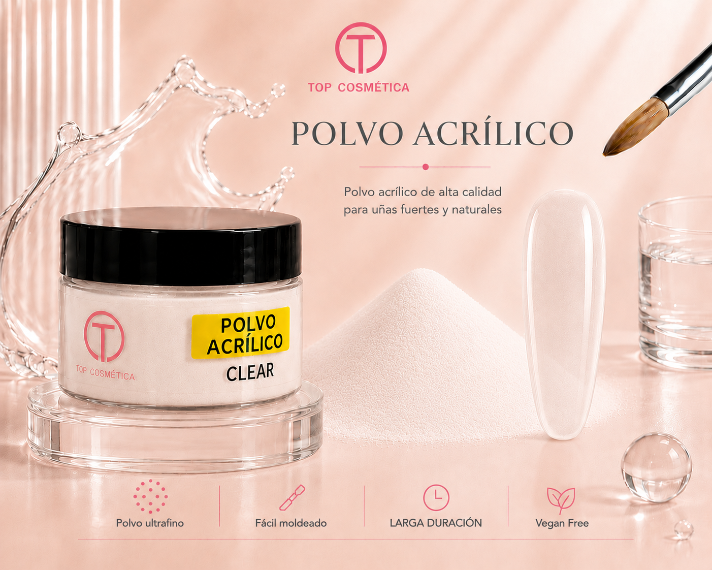 Polvo Acrílico Clear / Transparente 80G